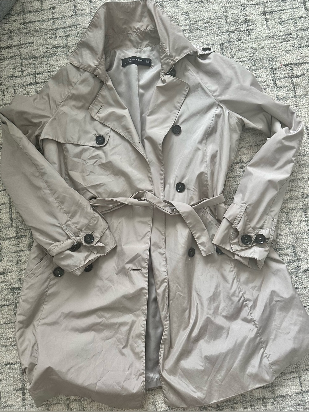 Zara Classic Beige Trench Coat with Waist Tie